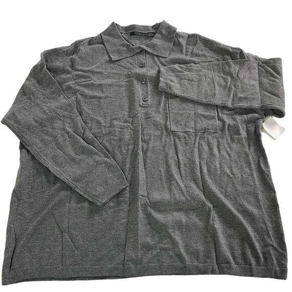 RDI Sweater Womens Medium Grey Collared Pullover Oversized Boyfriend‎ Knit - Picture 2 of 8